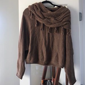 BCBG cropped brown sweater